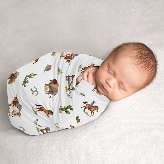 Sweet Jojo Designs Country Western Taupe Brown and Cream Swaddle Blanket