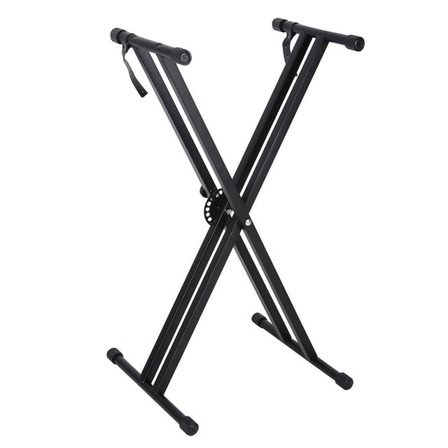 Fyydes Support de Clavier Double, Support de Clavier Portable Style X à Double Équerre pour Musique, Support d'Orgue Électrique à Hauteur Réglable, Support de Clavier de Piano