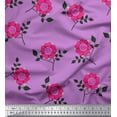 thumbnail image 1 of Soimoi Moss Tissu Georgette Feuilles & Fleurs Roses Tissu Imprimé Floral 1 Yard 42 Pouces de Large, 1 of 3