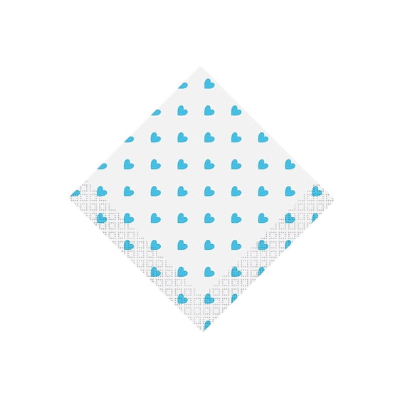 Blue Heart Bev Nap - Party Supplies - 16 Pieces