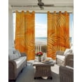 thumbnail image 4 of Blackout Curtains for Bedroom, Botanical Orange Room Darkening Window Drapes for Living Room, Tropical Palm Leaf Modernism Thermal Insulated Grommet Curtains, 52x72 inch, 2 Panels, 4 of 9