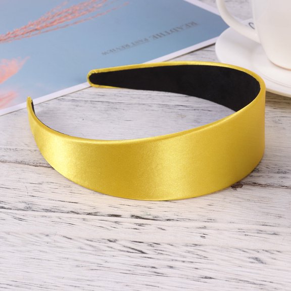 NICEXMAS 2Pcs Creative Satin Hair Hoops Yellow Solid Color Headband for Costume Celebration