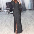 thumbnail image 3 of AMERTEER Femmes Profond V Cou Paillettes Robe avec Fente à Manches Longues Club Partie Robe de Soirée pour les Femmes Dame Nouveau, 3 of 8