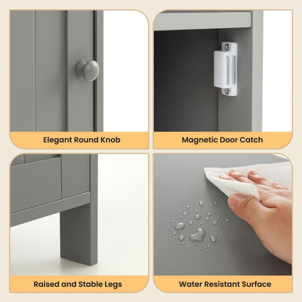 Finihen Bathroom Storage Cabinet, Bathroom Floor Cabinet, Bathroom Freestanding Adjustable Shelf Floor Storage Cabinet, for Bathroom, Living Room, Bedroom, Kitchen, Gray Finihen Bathroom Storage Cabinet, Bathroom Floor Cabinet, Bathroom Freestanding Adjustable Shelf Floor Storage Cabinet, for Bathroom, Living Room, Bedroom, Kitchen, Gray
