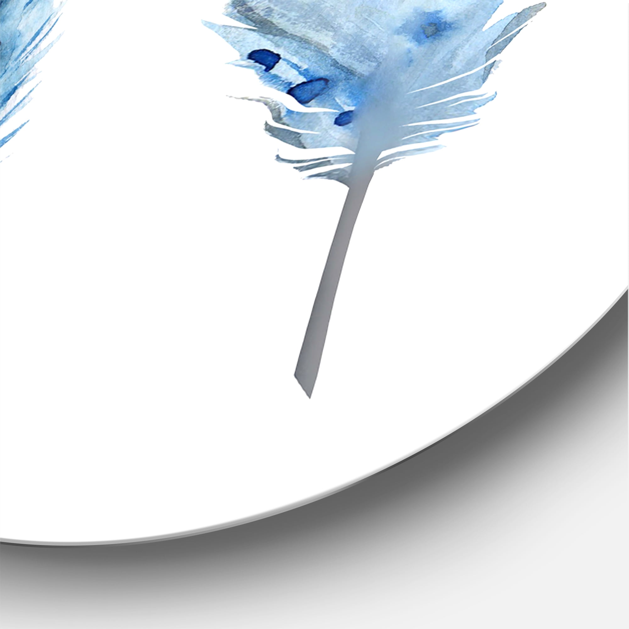 Designart 'Abstract Blue Boho Feathers II' Lake House Circle Metal Wall Art 23x23 - Disc of 23