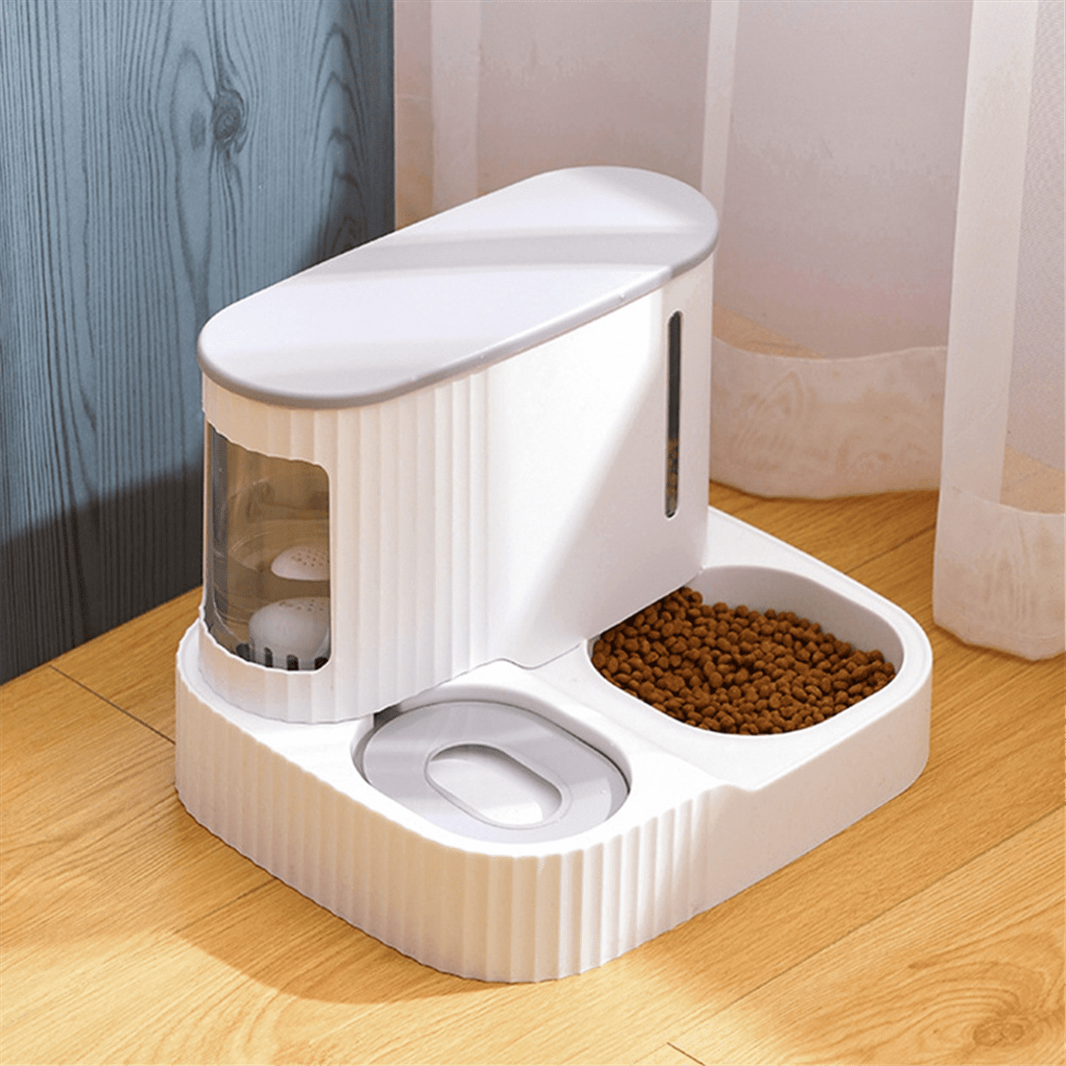 Dog Food Feeder Cat Automatic Feeding Water Bowl Pet Storage Dispenser.