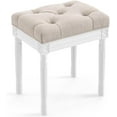 thumbnail image 5 of Makeup Stools for Vanity, 18" in Memory Foam Vanity Stool, Rectangle Tufted Ottoman Bench with Carved White Wood Legs for Bedroom Living Room, Linen, 5 of 5