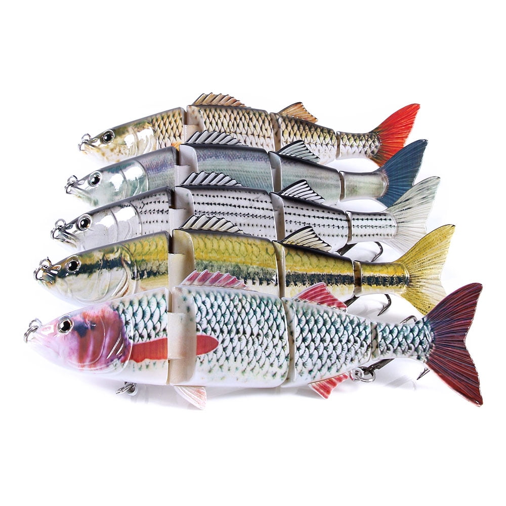 HENGJIA Fishing Lures, 5pcs Large Multi Jointed Fish Fishing Kits Slow Sinking Lifelike Swimbait Freshwater and Saltwater for Trout Bass Lures, 9.45"/4.94oz