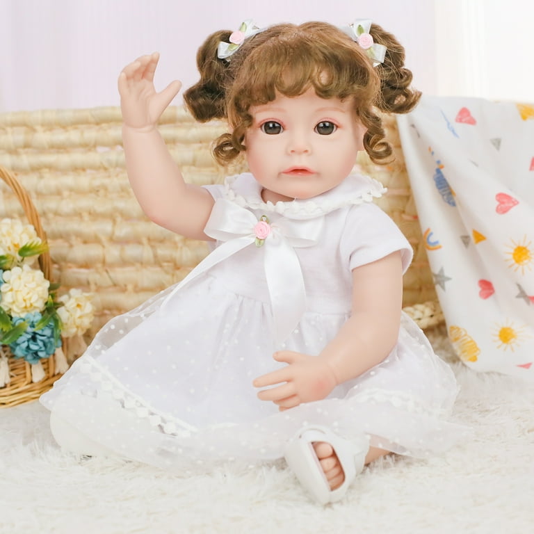 Lifelike Reborn Baby Doll 18 Inch Realistic Newborn Baby Dolls Soft Silicone Full Body with Doll Accessories Brown Hair Baby Dolls That Look Real Gift Set for Girls Age 3 Walmart