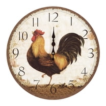 Yosemite Circular Wooden Skip Movement Wall Clock with Rooster Print