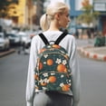 thumbnail image 7 of FORMRS Mini Backpack Purse for Women Quilted Travel Daypack Casual Shoulder Bag, Blue Floral Oranges, 7 of 7