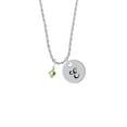 thumbnail image 2 of Delight Jewelry August - Lime Green Crystal Bicone Silvertone Script Initial Disc - E - Charm Necklace, 20"+3", 2 of 4