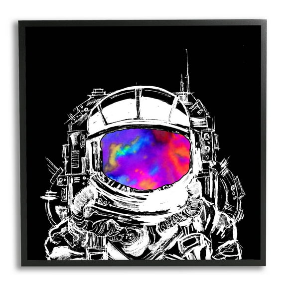 Astronaut Vivid Rainbow Nebula Art for Kids Graphic Art Black Framed Art Print Wall Art