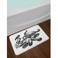 thumbnail image 2 of Octopus Bath Mat, Hand Drawn Engraved Image of a Sea Animal on Plain Background Art Print, Plush Bathroom Decor Mat with Non Slip Backing, 29.5" X 17.5", White Charcoal Grey, by Ambesonne, 2 of 2