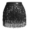 thumbnail image 4 of Dresfit Belly Dance Outfit for Women Sparkly Sequin Skirt Paillette Tassels Mardi Gras Holiday Skirt with Rhinestones Shiny Hip Scarf for Carniva Holiday Party Black One Size, 4 of 4