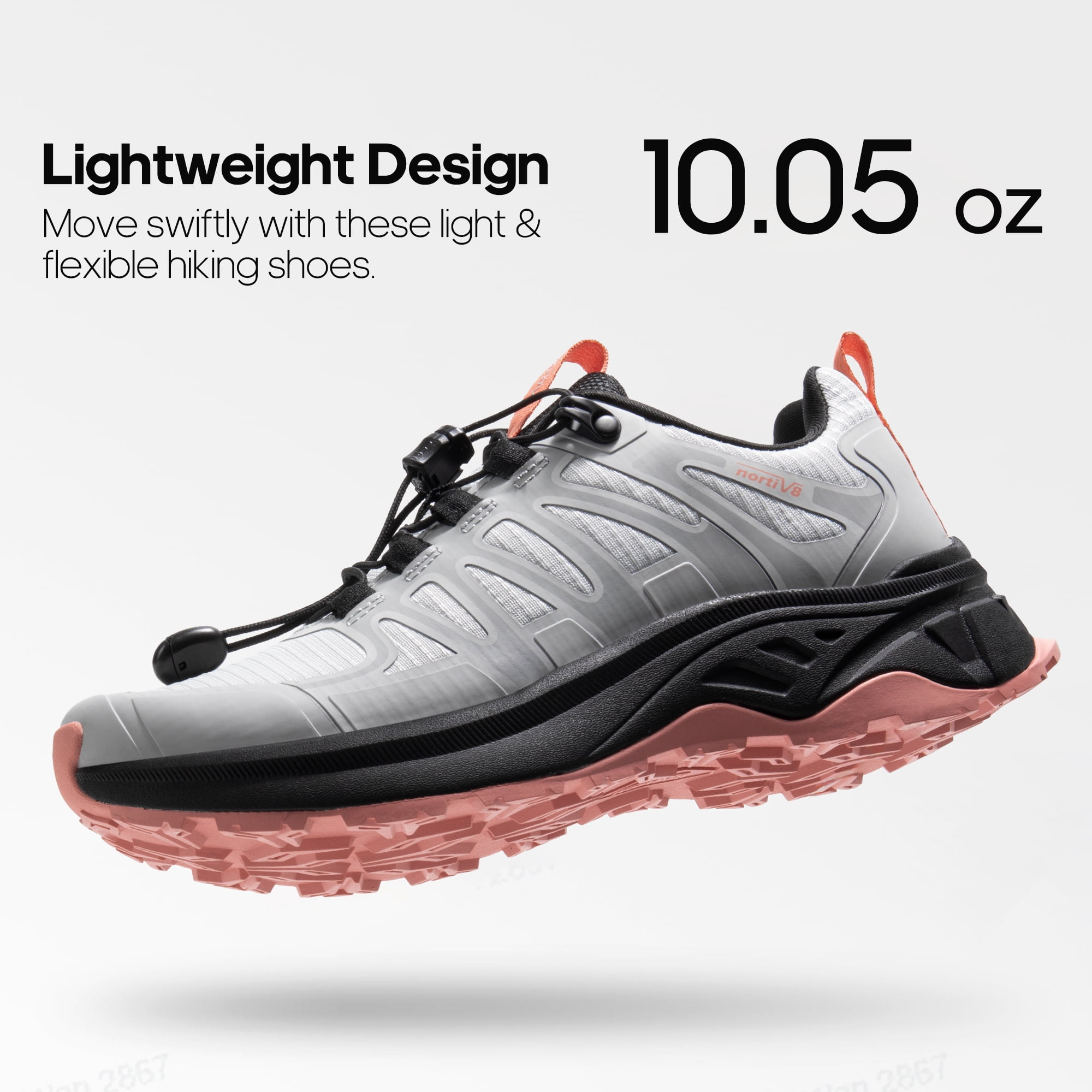 NORTIV 8 Women's Quick Laces Hiking Shoes Lightweight Walking Outdoors Trekking Trails Camping Casual Sneakers