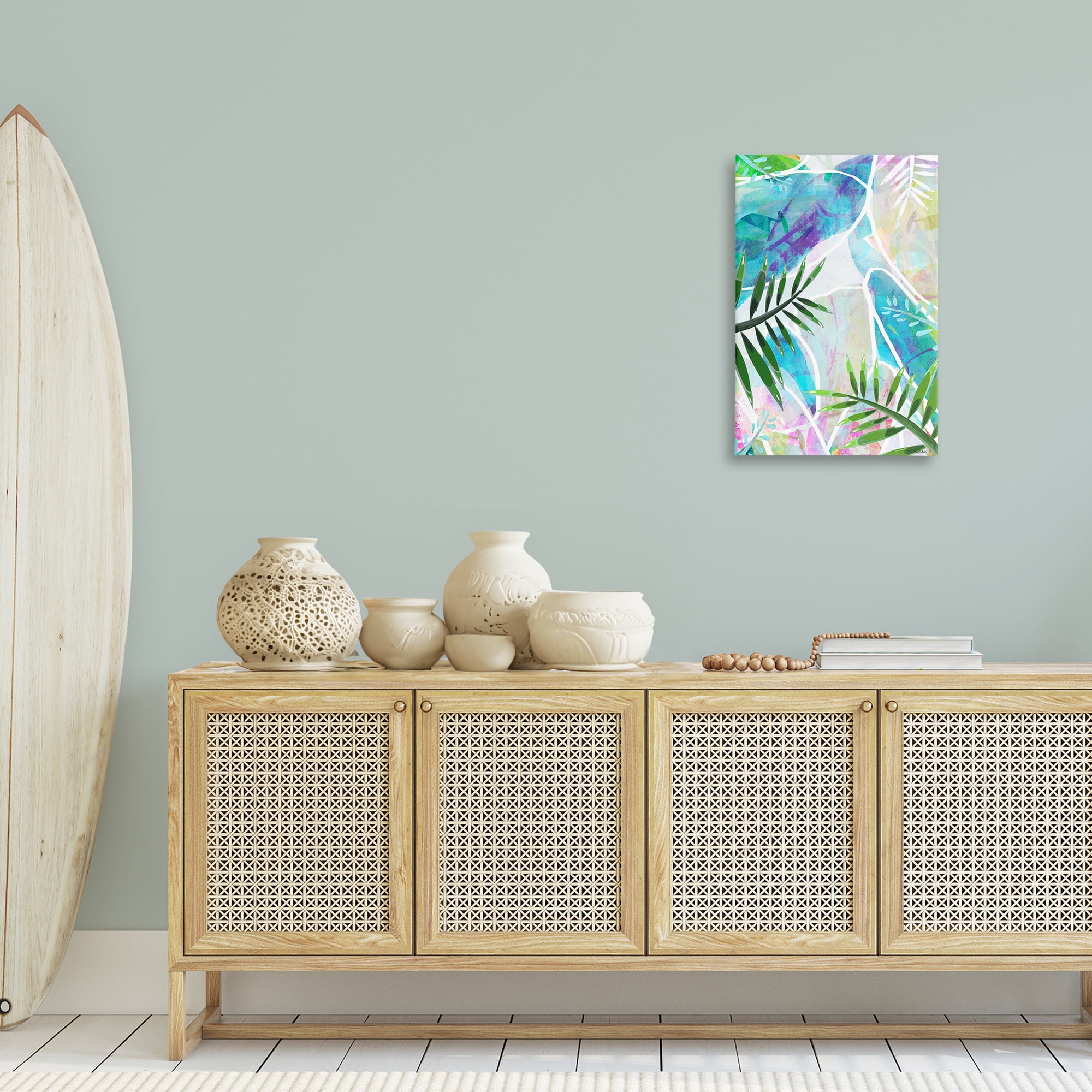 Stupell Industries Layered Tropical Leaves Coastal Painting Gallery Wrapped Canvas Art Print Wall Art, 20 x 30