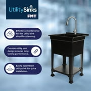 UTILITYSINKS Plastic 24 Freestanding Compact Workshop Utility Sink, Black