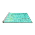 thumbnail image 2 of Ahgly Company Machine Washable Indoor Round Abstract Turquoise Blue Contemporary Area Rugs, 6' Round, 2 of 4