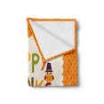 thumbnail image 2 of Thanksgiving Soft Flannel Fleece Throw Blanket, Little Owl with Pilgrims Hat Celebratory Phrase and Polka Dots, Cozy Plush for Indoor and Outdoor Use, 60" x 80", Multicolor and Orange, by Ambesonne, 2 of 5