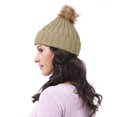 thumbnail image 3 of Knit Beanie Hat for Women and Men, Faux Fuzzy Pom Pom Winter Ski Skullies Cap, Bronze, 3 of 5