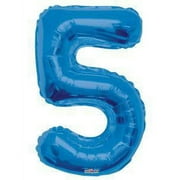 Giant Blue Number 5 Foil Balloon 34