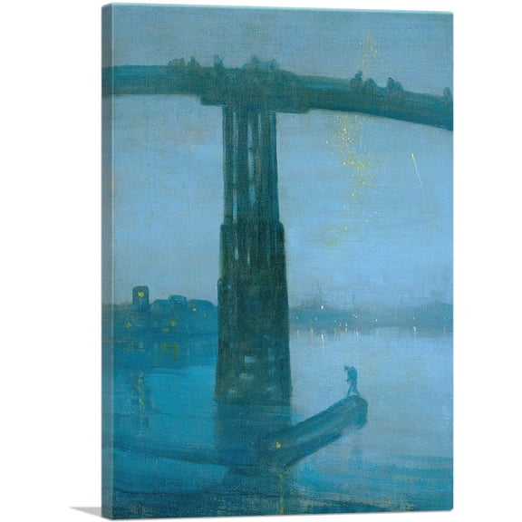 ARTCANVAS Nocturne Blue and Gold - Old Battersea Bridge 1872 Canvas Art Print by James Abbott McNeill Whistler - Size: 26" x 18" (0.75" Deep)