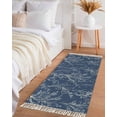 thumbnail image 3 of Area Rug with Tassels 2' x 5', Abstract Branches Navy Blue Kitchen Runner Rug for Hallway Bedroom Throw Rugs, Modern Minimalist Art Soft Door Mat for Bathroom Entrance Living Room, 3 of 9