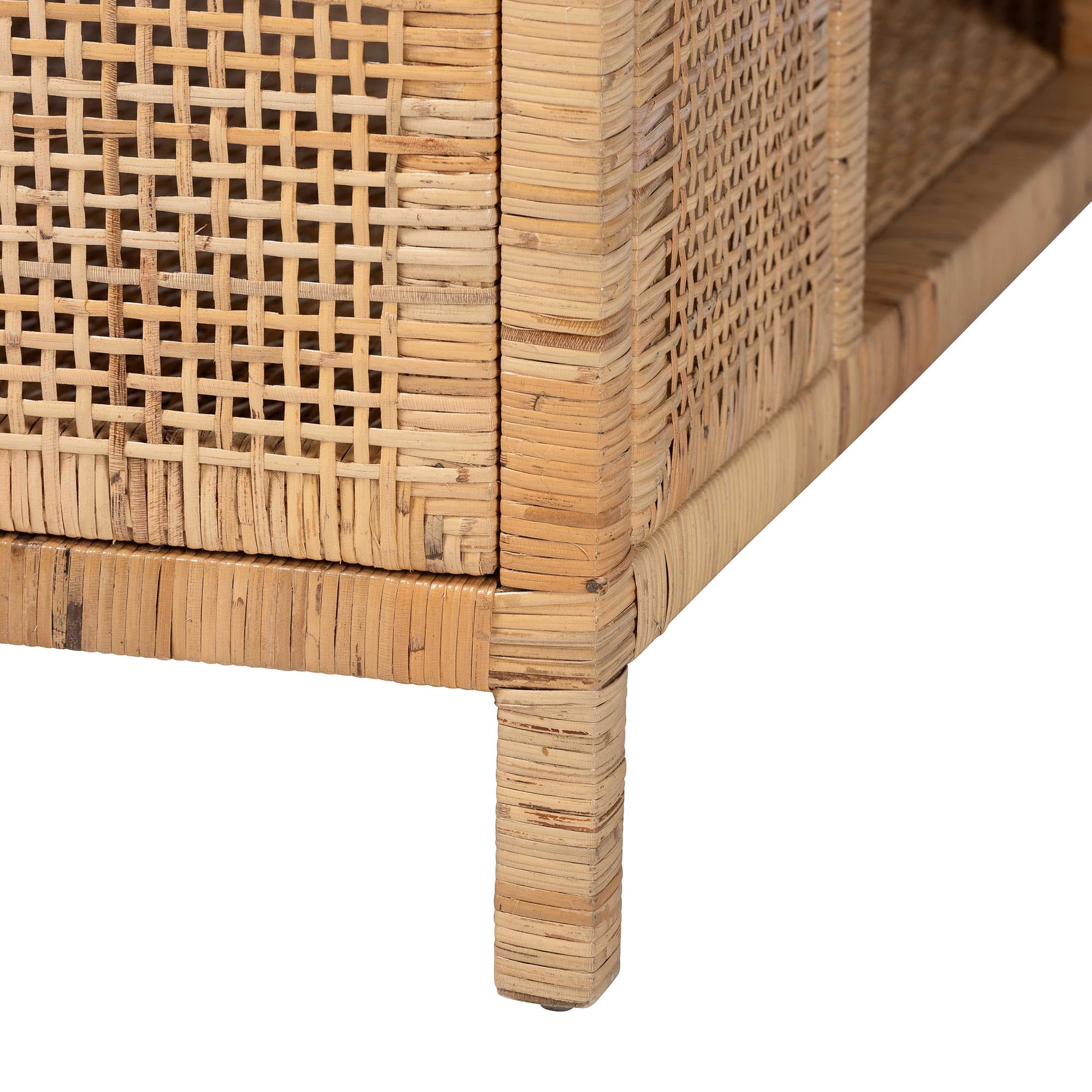 Bali & Pari Open Shelf Rattan Coffee Table, Light Honey