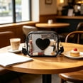 thumbnail image 4 of SLYNSHome Transparent Crossbody Bag,Heart Decor PVC Adjustable Strap Fashion Shoulder Purse,Black Lightweight Clear Mini Handbag For Daily Outdoor Use, 4 of 6
