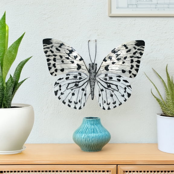 Eangee Home Design Butterfly Wall Decor Black And White, Capiz and Metal, Indoor / Outdoor Safe, 11x1x8 Inches