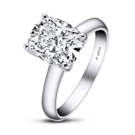 K-KED Solitaire Cushion Cut Cubic Zirconia Cushion Engagement Rings Women 925 Silver