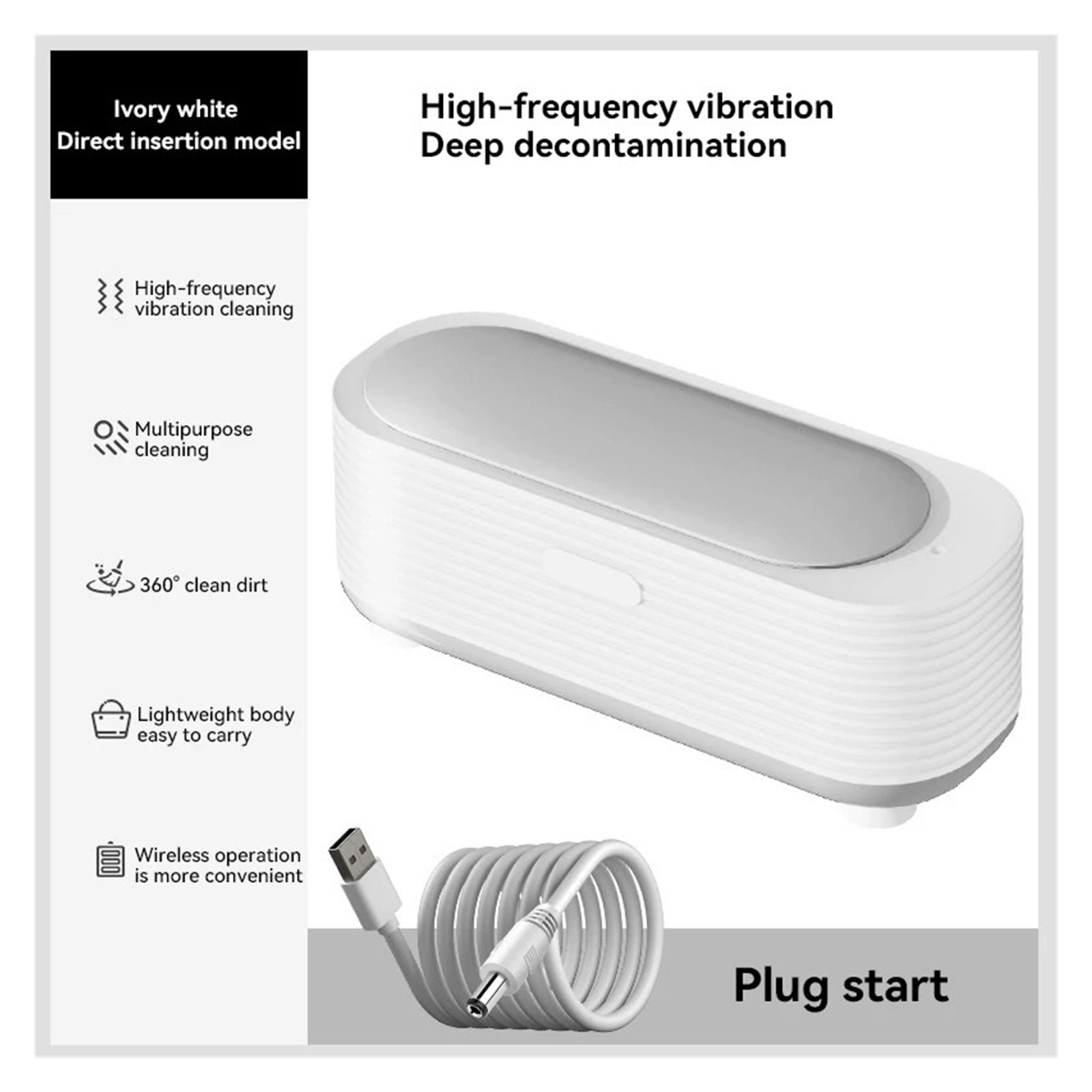 Portable Ultrasonic Cleaner Mini Smart Electric Cleaning Box for Jewelry Makeup Brushes Glasses Low