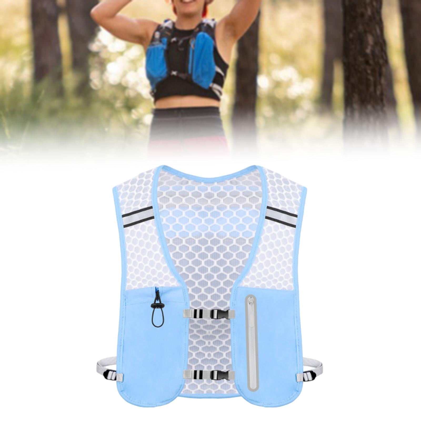 QccHieUs Running Vest Pack 2 L with Adjustable Waistband Outdoor Sports Bag for Women Men blue