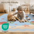 thumbnail image 4 of ODIKA 2'x3' Washable Accent Rug Pet Friendly, Bedside Mat And Sea Turtle Ocean Animal Cartoon Design With Wave Border Whale Flowing for Bedroom, Nursery, RV, 4 of 7