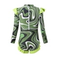 thumbnail image 2 of Long Sleeve Swimsuit for Girls Training Swimsuit with Ruffle Sleeves and Ripple Print One-Piece Swimsuit for Kids in Army Green, 2 of 6