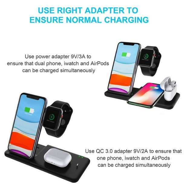 HOTBEST 15W Qi Wireless Charger Pad Phone Charger 4 In 1 USB Fast Charging Dock Station for Airpods Apple Watch Iphone X XS XR 8plus 8 Samsung S10 S9 S8 S7 Note 9 8 5