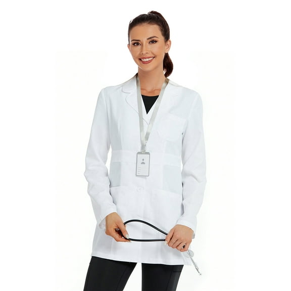 Women Fashionable Slim Fit Long Sleeve Lab Coat In White