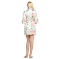 thumbnail image 2 of Turquaz Linen White Carmen Floral Satin Kimono Short Robe, 2 of 5
