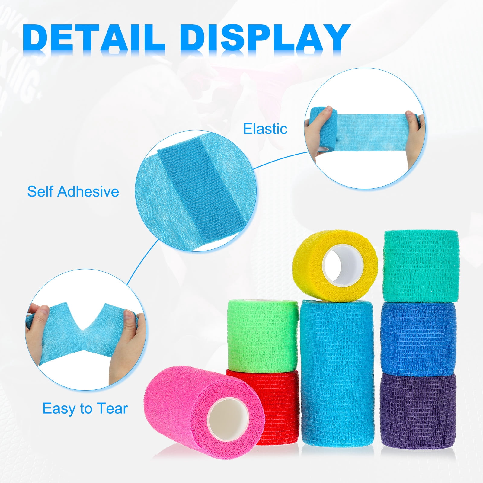 Uxcell Self Adhesive Bandage Wraps, Yard Elastic Self Breathable Self Adherent Wrap Tape for Stretch Athletic Sports Red