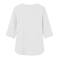 thumbnail image 4 of Mujeres 3/4 Manga de Verano Tops V Cuello Botonado Color Sólido Blusa, Camisetas Casuales de las Mujeres Suelto Ajuste Suave Respirable Primavera de Uso Diario, 4 of 8