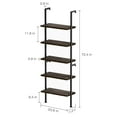 thumbnail image 6 of 5-Tier Storage Display Rack,Bookcase, Wall-mounted Wood Shelves Bookshelf with Metal Frame, Open Storage Rack Shelving Organization Retro Wall Decor Furniture for Home and Office, 6 of 6