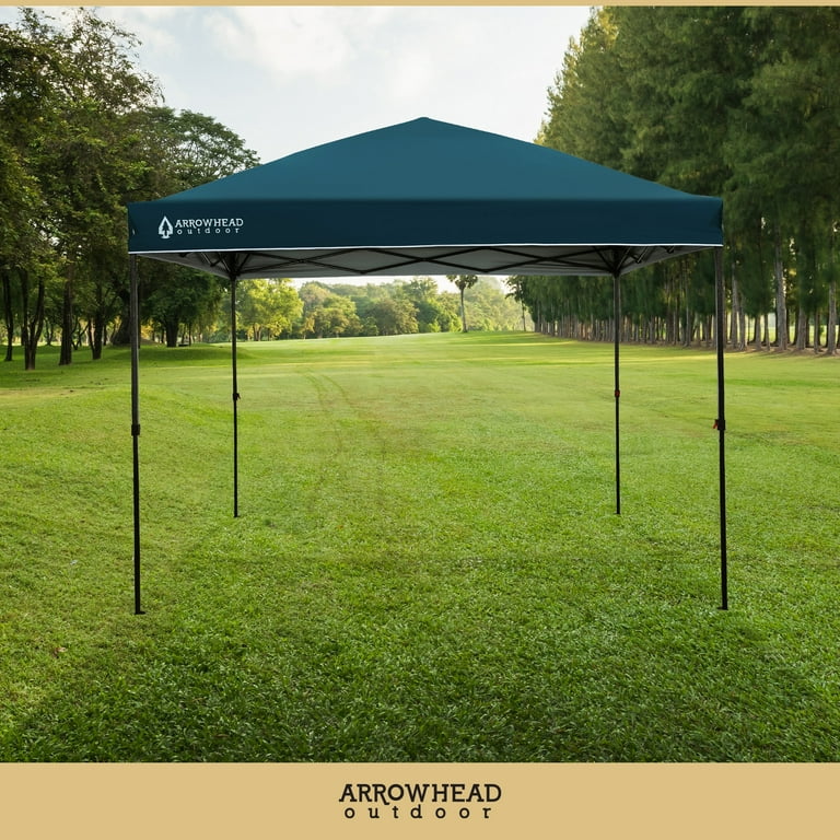 ARROWHEAD OUTDOOR 10’x10’ Pop-Up Canopy & Instant Shelter, Easy One Person  Setup, Water & UV Resistant 150D Fabric Construction, Adjustable Height