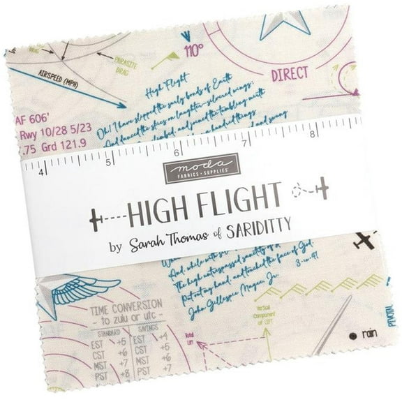 High Flight Charm Pack by Sarah Thomas of Sariditty, 42 5-inch Precut Fabric Quilt Squares