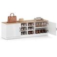 thumbnail image 1 of Costway Banc à Chaussures à 2 Portes avec Tablettes Ajustables et 6 Compartiments, Espace de Rangement Caché Naturel+blanc, 1 of 10