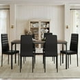 thumbnail image 6 of Dining Table Set for 6, Lofka 7 Piece Wooden Kitchen Table Set with 6 Upholstered PU Leather Chairs for Dining Room, Living Room, Apartment, Small Space,Gray, 6 of 8