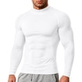 thumbnail image 3 of Fabrcox Mens Muscle Shirt Quick Dry Mock Neck Long Sleeve Shirts for Men Slim Fit Breathable Basic Gym Fitness Workout Shirts for Men White XL, 3 of 10