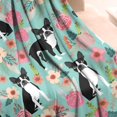 thumbnail image 4 of Green Boston Terrier and Flower Blanket,Comfortable Soft Flannel Throw Blanket,All Season,Warm Lightweight Blankets for Sofa Bed Couch Living Room Chair,50"x60"(130x150cm), 4 of 4