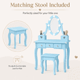 thumbnail image 3 of Ktaxon Kids Play Makeup Vanity Set with 3-Color Light, Girls Vanity Dresser Desk with Matching Stool, Light Blue, 3 of 10