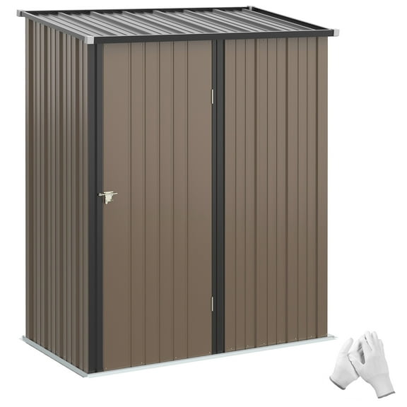 Outsunny 5'x3' Outdoor Storage Shed w/ Single Door, Brown